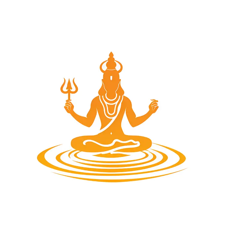 Orange Meditating Figure with Trident