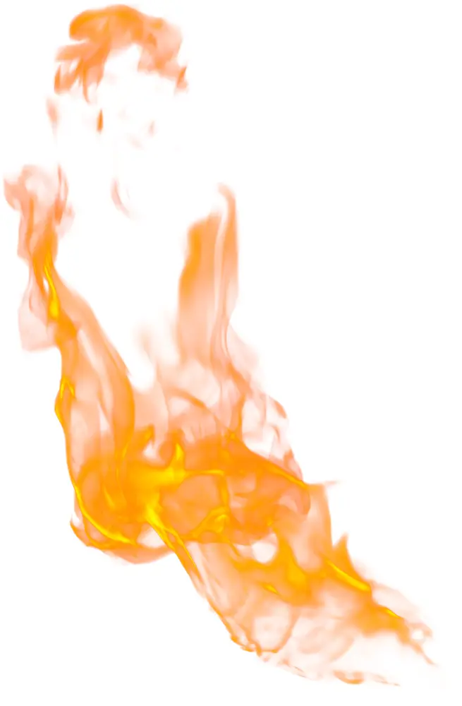 Bright Orange Flame on Transparent Background