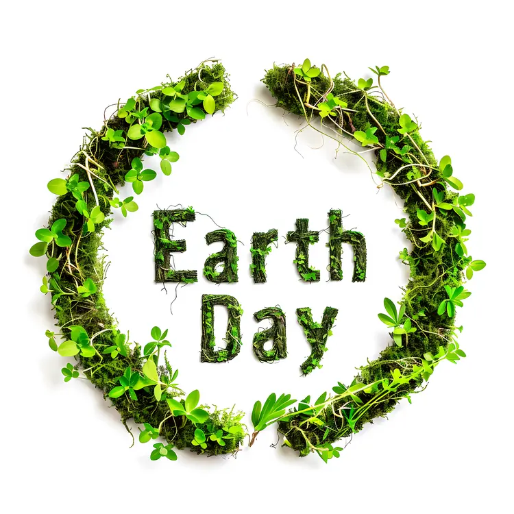 Earth Day Wreath with Green Leaves