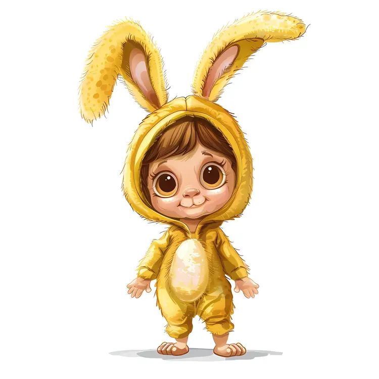 Cartoon Baby in Yellow Bunny Costume