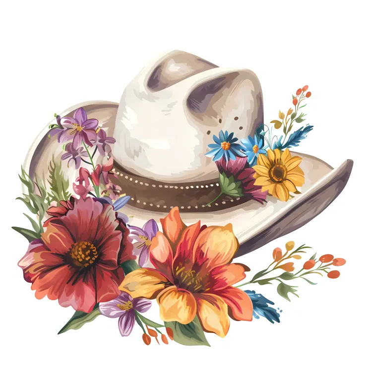 Cowboy Hat with Floral Decoration