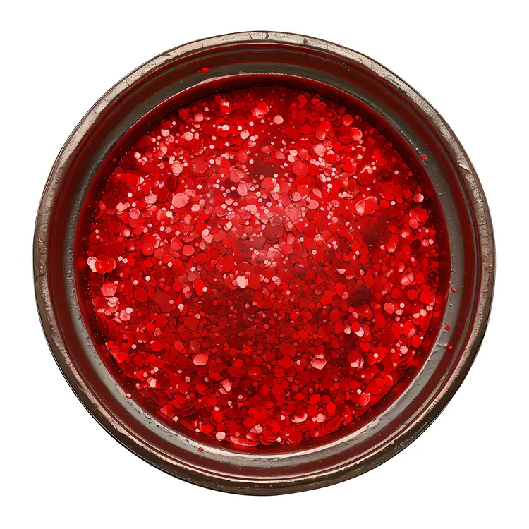 Red Glitter in Brown Bowl
