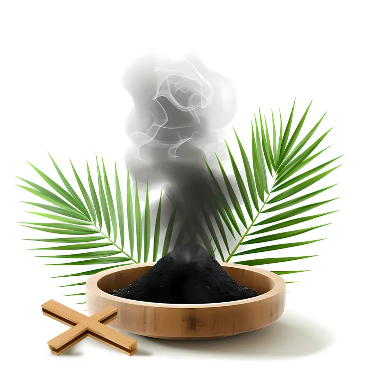 Ash and Cross with Palm Leaves for Ash Wednesday