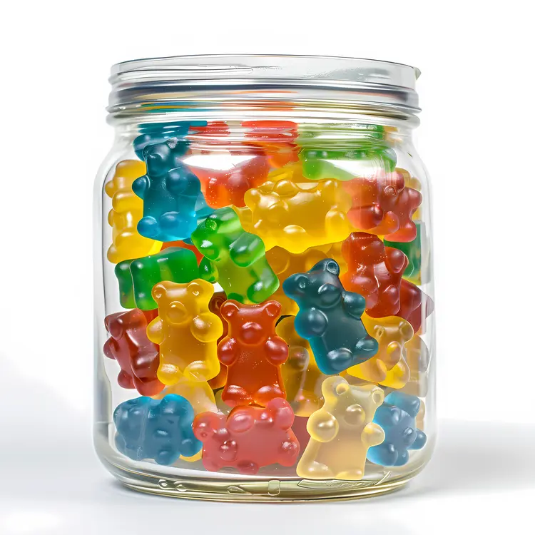 Colorful Gummy Bears in a Jar