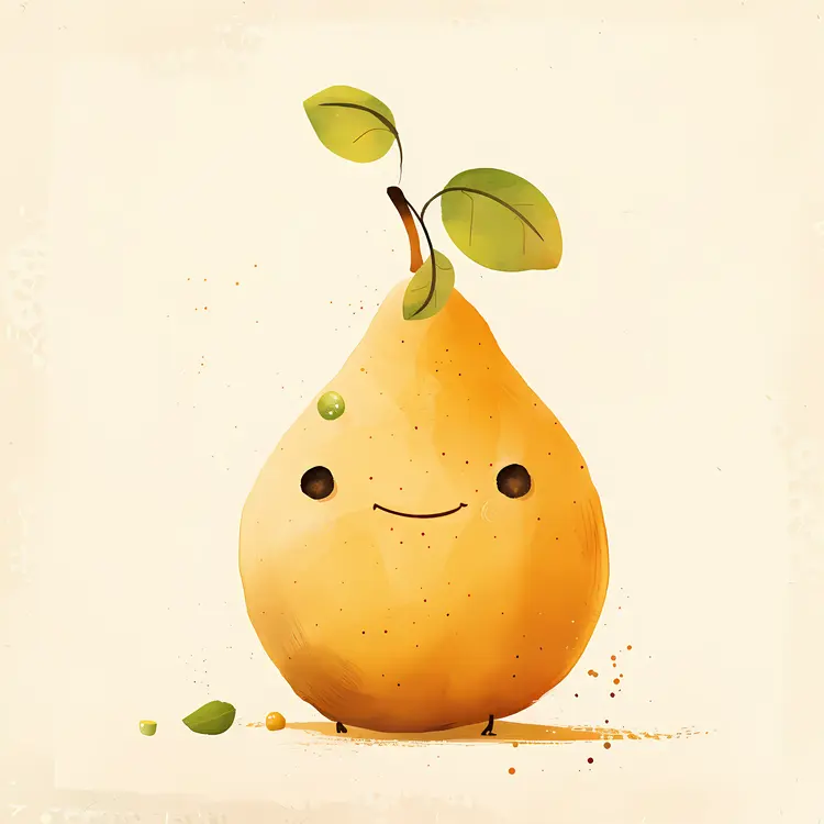 Cute Yellow Pear with a Smile