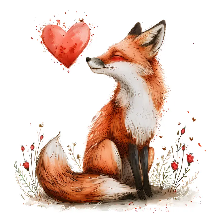 Single Fox with Heart