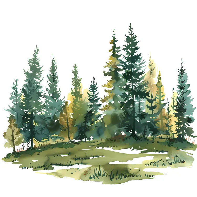 Cartoon Trees in a Forest
