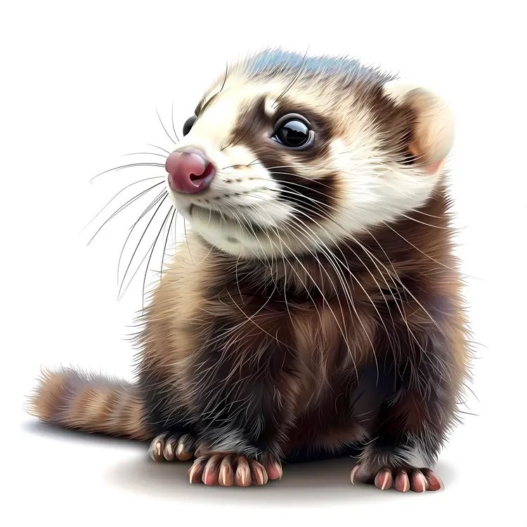 Adorable Ferret Sitting and Looking