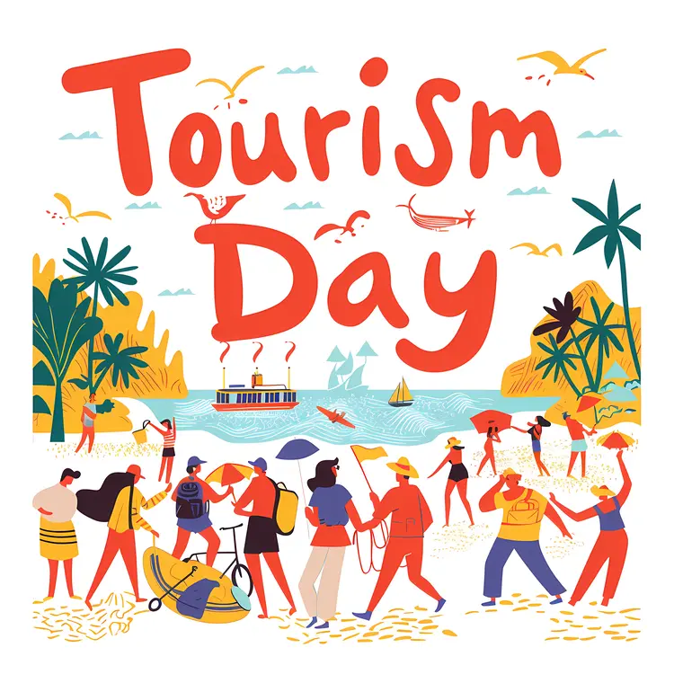 Tourism Day Celebration with Beach Scene