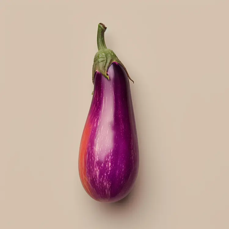 Long Purple Eggplant on Beige Background