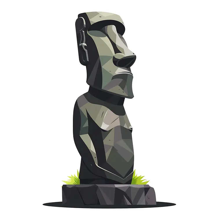 Green Moai Statue Illustration