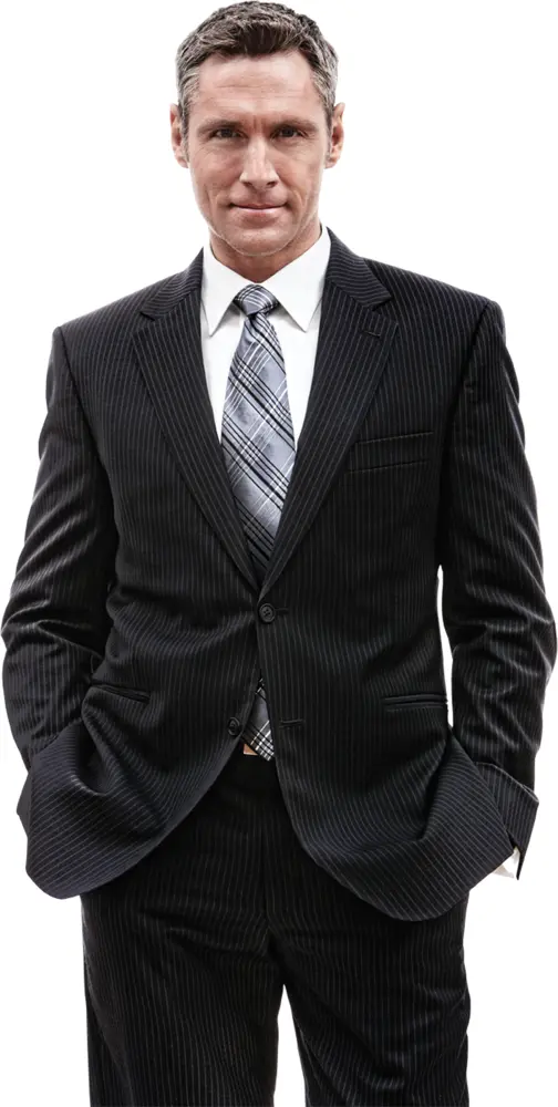 Confident Businessman in Black Suit