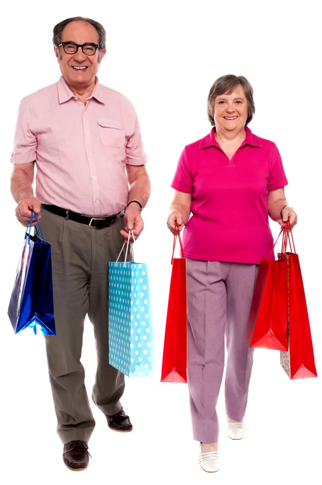 Elderly Couple with Shopping Bags