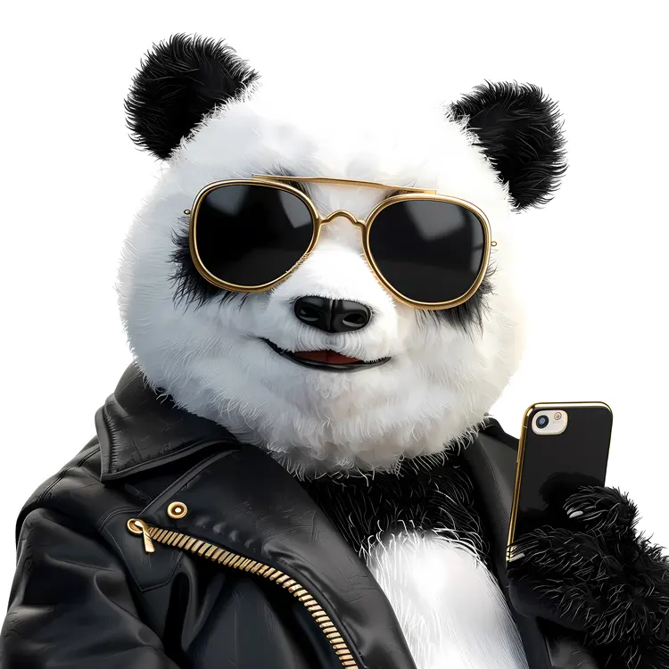 Cool Panda in Sunglasses Taking a Selfie