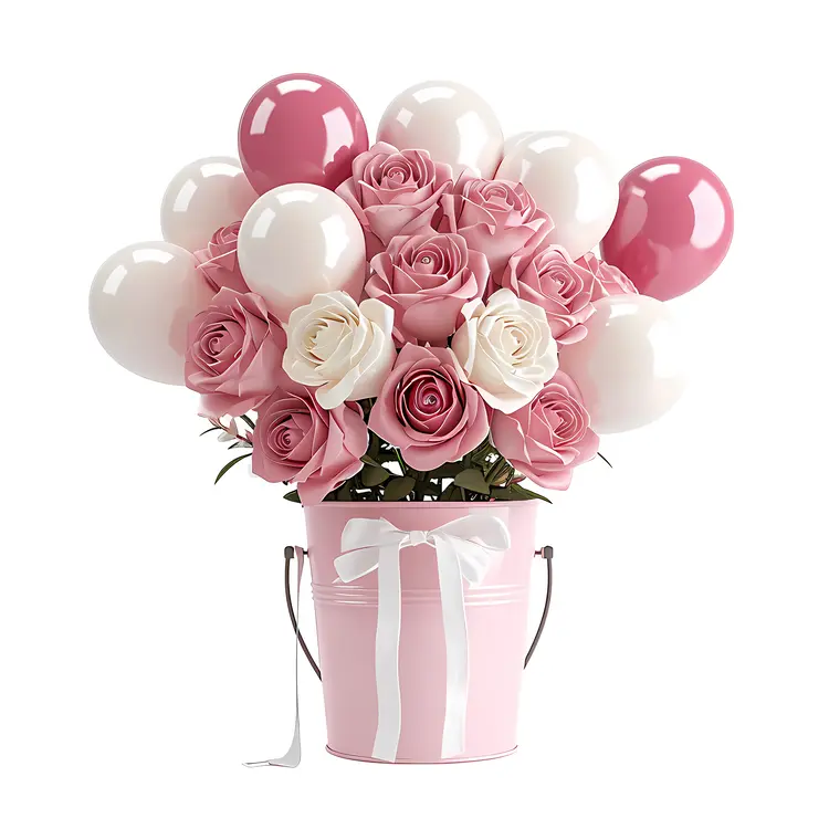 Pink Roses with Balloons Photo
