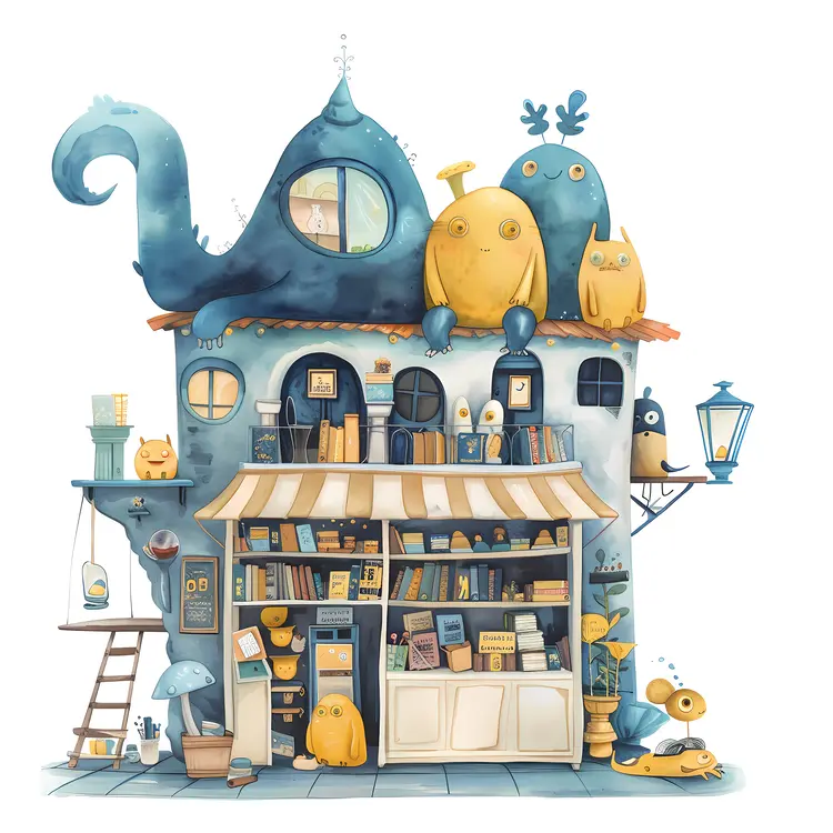 Whimsical Bookstore with Books