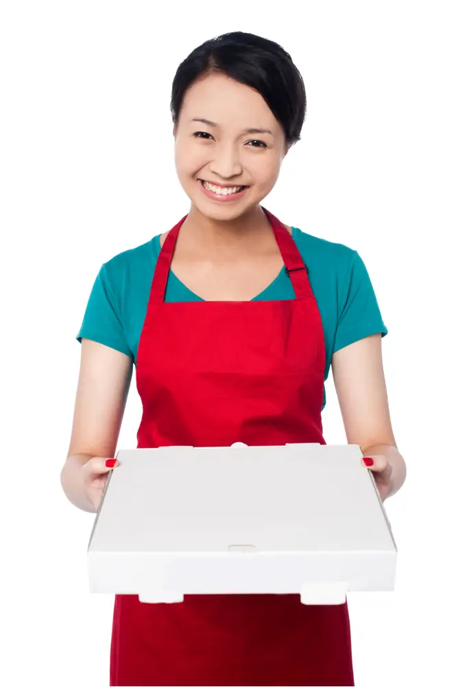 Woman Holding Pizza Box