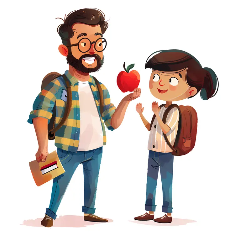 Teacher Giving Apple to Student
