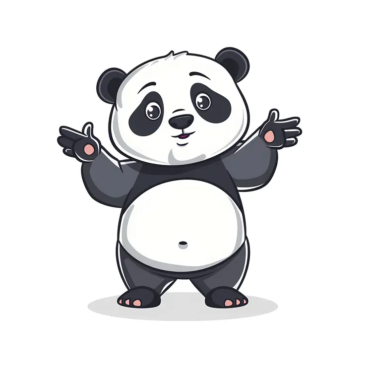 Cute Cartoon Panda with Open Arms