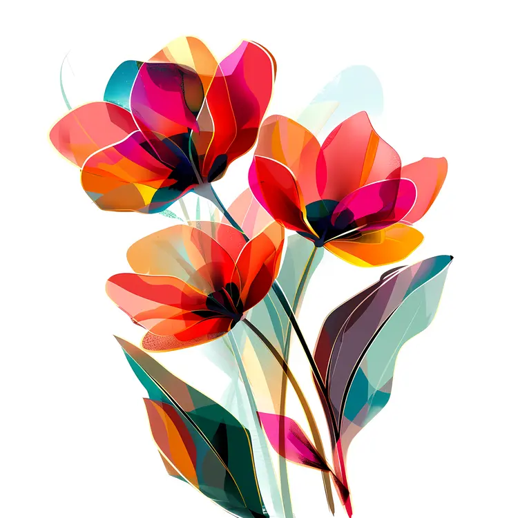 Abstract Colorful Flowers Illustration