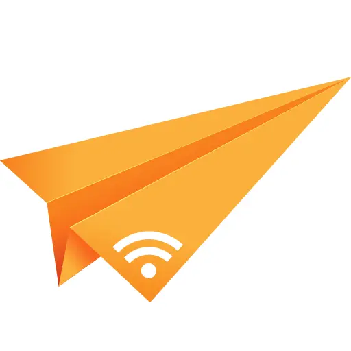 Orange Paper Airplane with WiFi Symbol