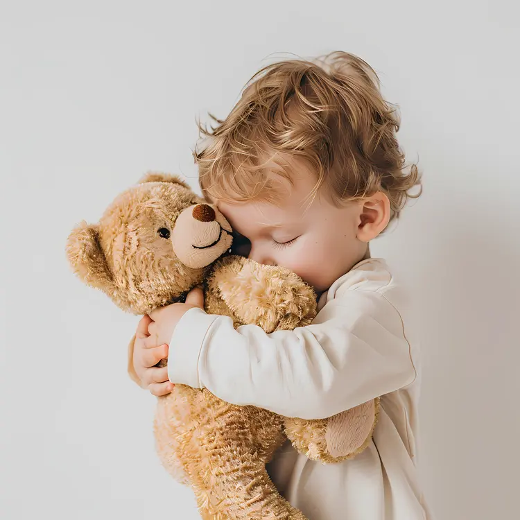 Loving Child Hugging Teddy Bear