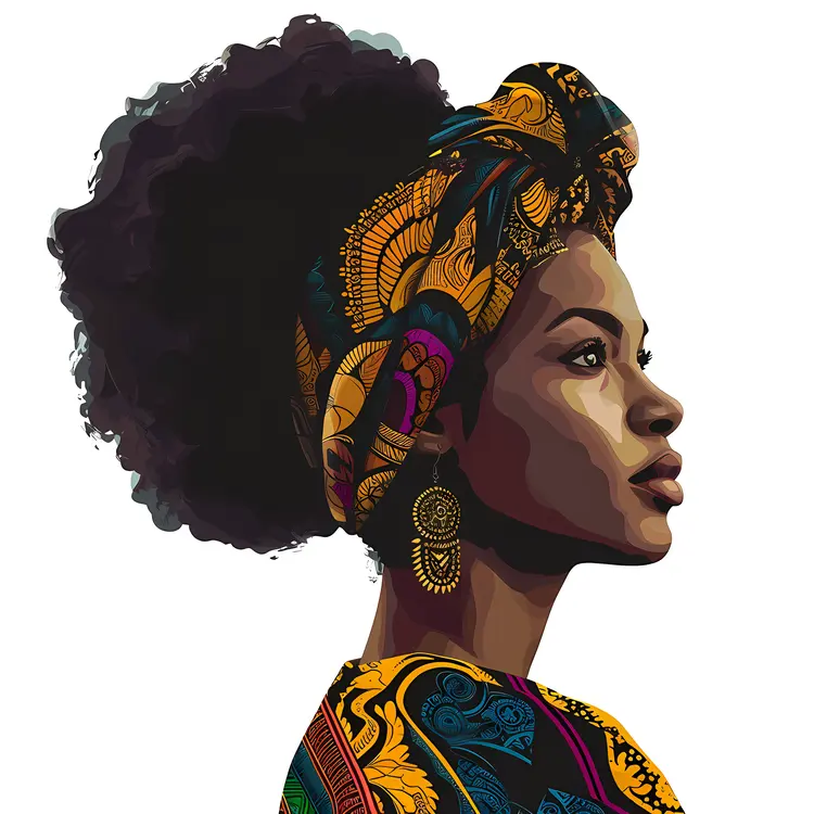 Colorful Abstract Portrait of a Woman with Headwrap