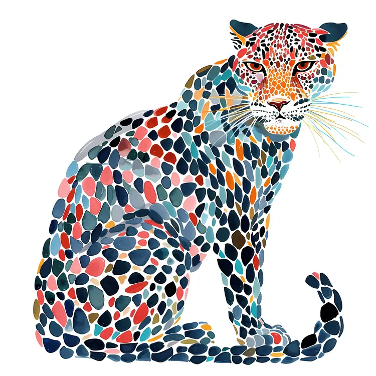 Colorful Leopard Illustration with Artistic Spots