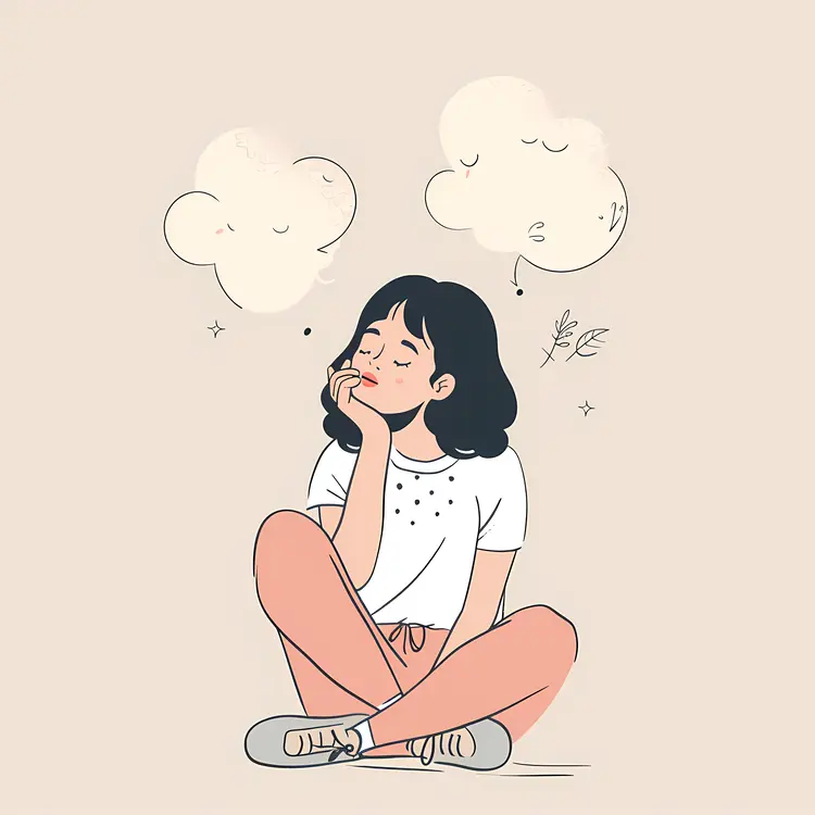Girl Sitting and Thinking
