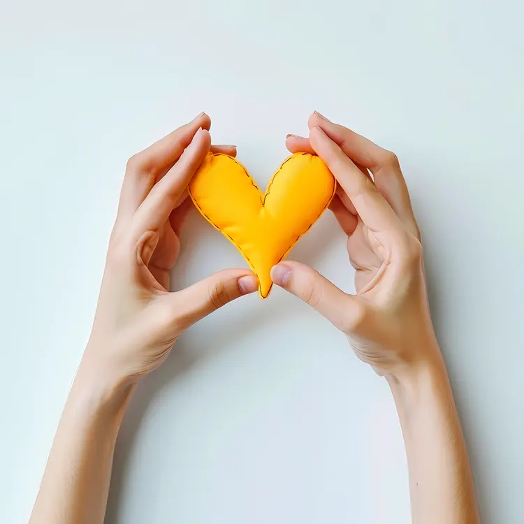 Yellow Heart Held by Hands
