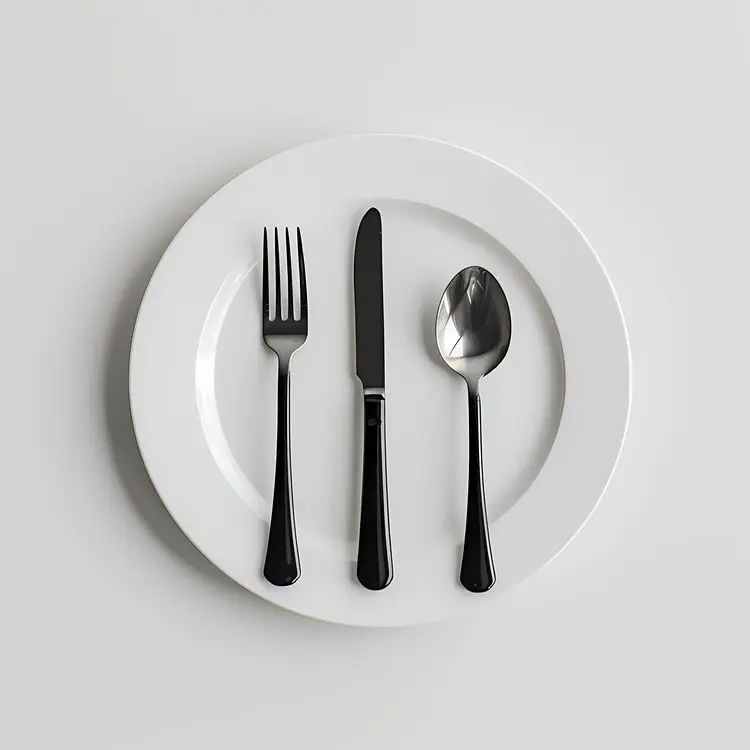 Black Cutlery on White Plate