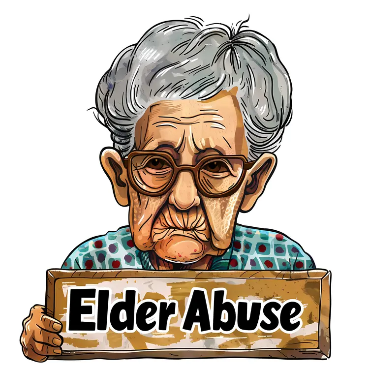 Elderly Woman Holding Elder Abuse Sign