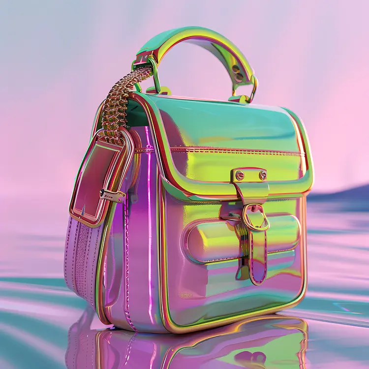 Iridescent Handbag with Chain Strap