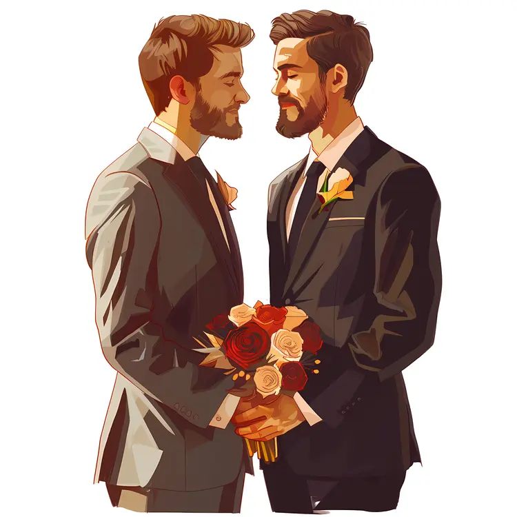 Groom in Tuxedo with Bouquet