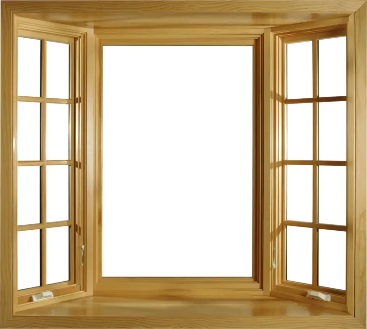 Open Window with Wooden Frame