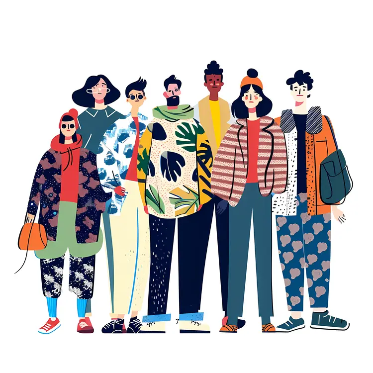 Diverse Group of Fashionable People