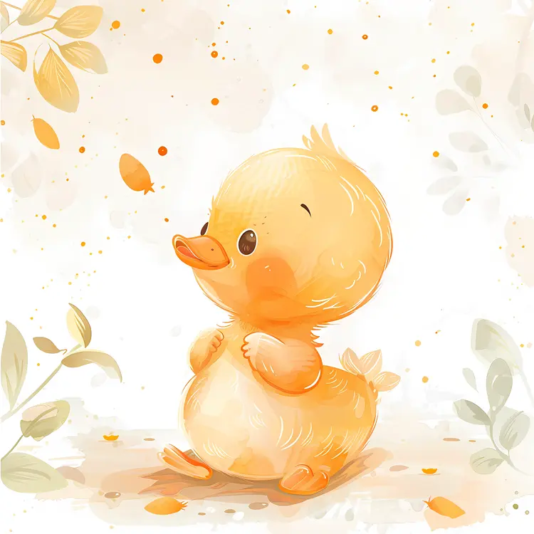 Adorable Cartoon Yellow Duckling