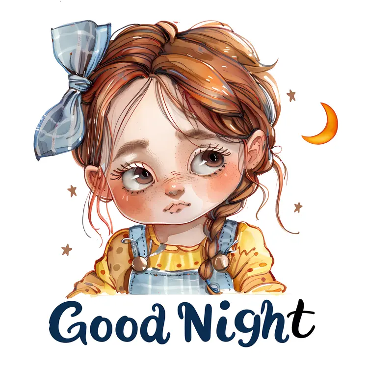 Cute Good Night Girl Illustration