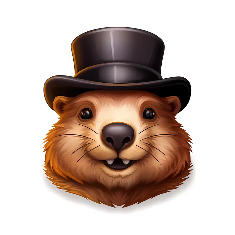 Groundhog with Top Hat for Groundhog Day