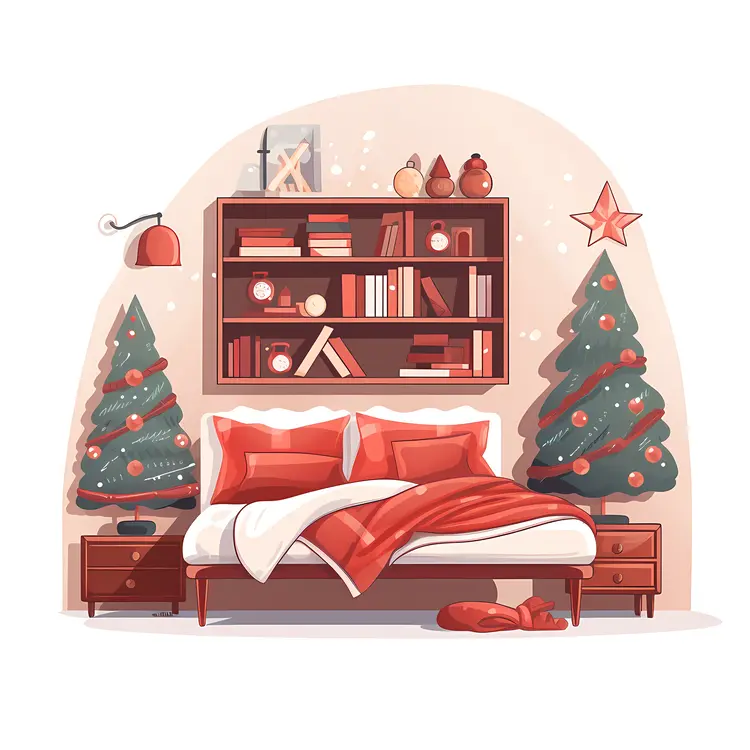 Cozy Bedroom with Christmas Decorations