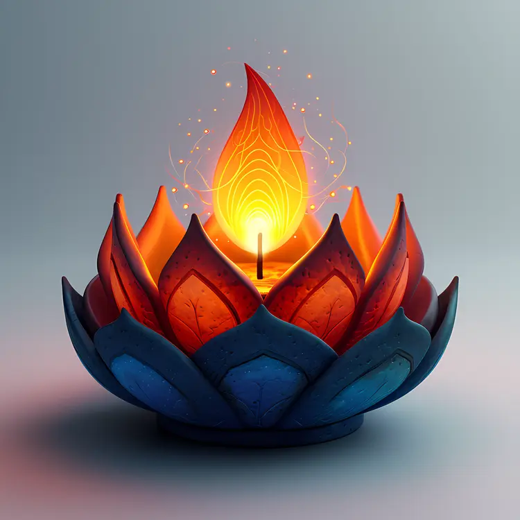 Lotus Shaped Decorative Candle with Flame
