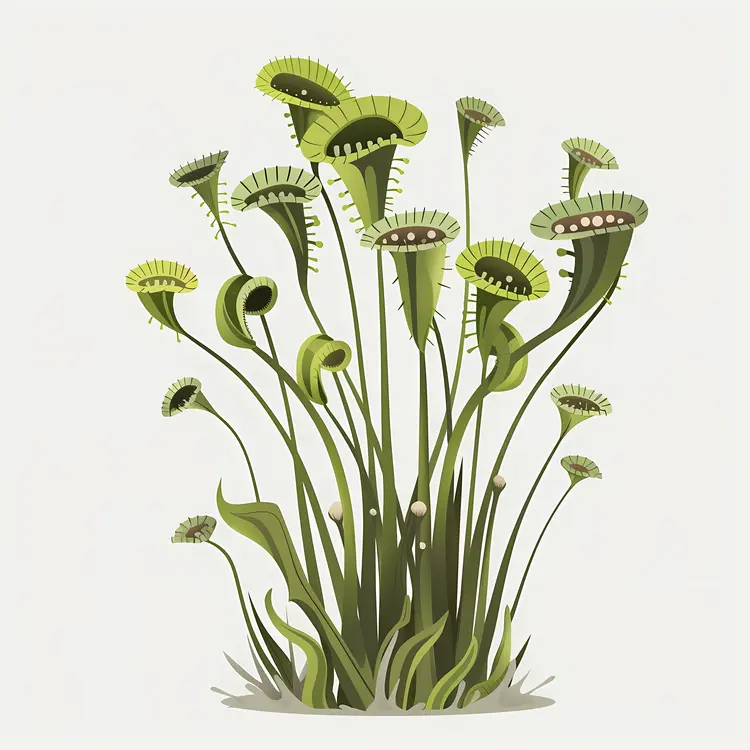 Cartoon Plant with Green Traps