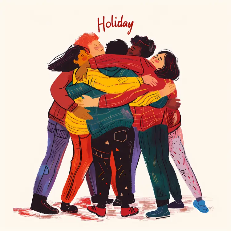 Hug Holiday Group Hug Illustration