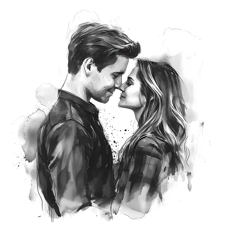 Romantic Couple in Black and White