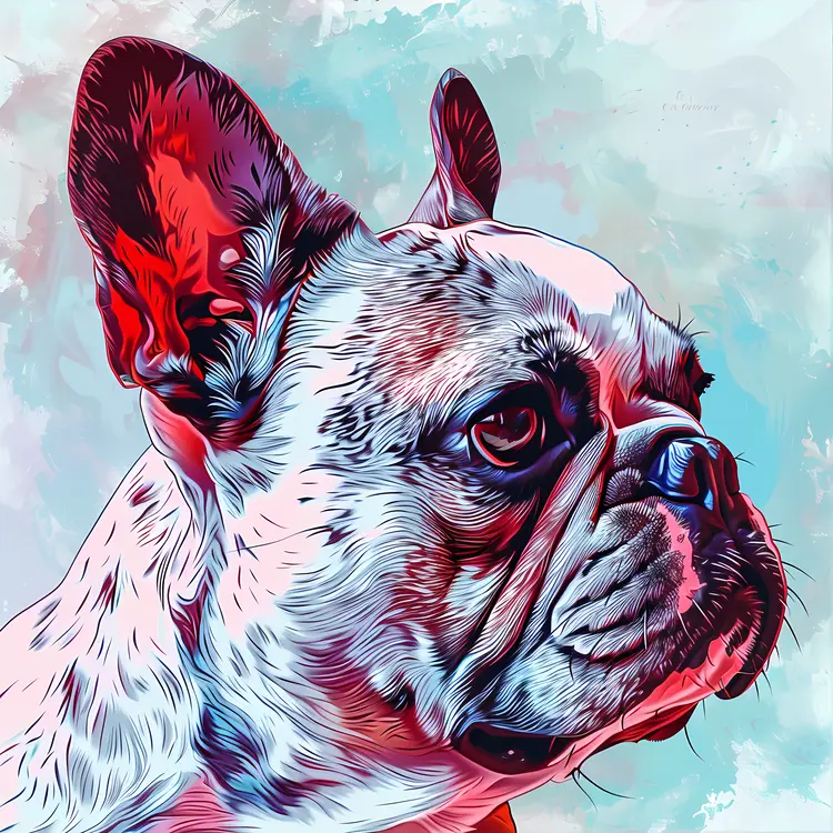 White French Bulldog Colorful Illustration