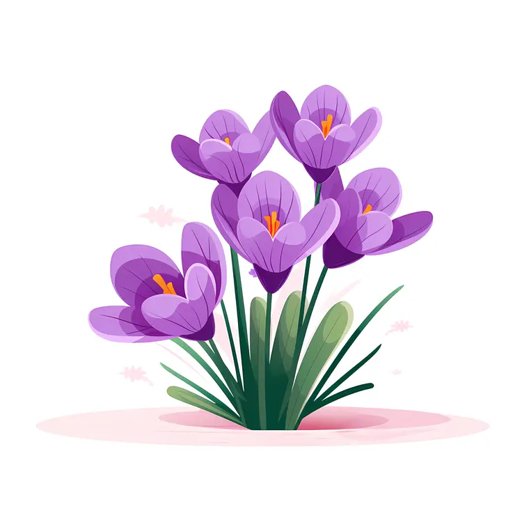 Purple Crocus Flowers in Bloom