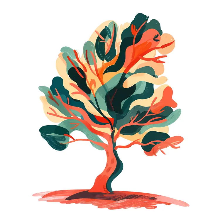 Abstract Colorful Tree Illustration
