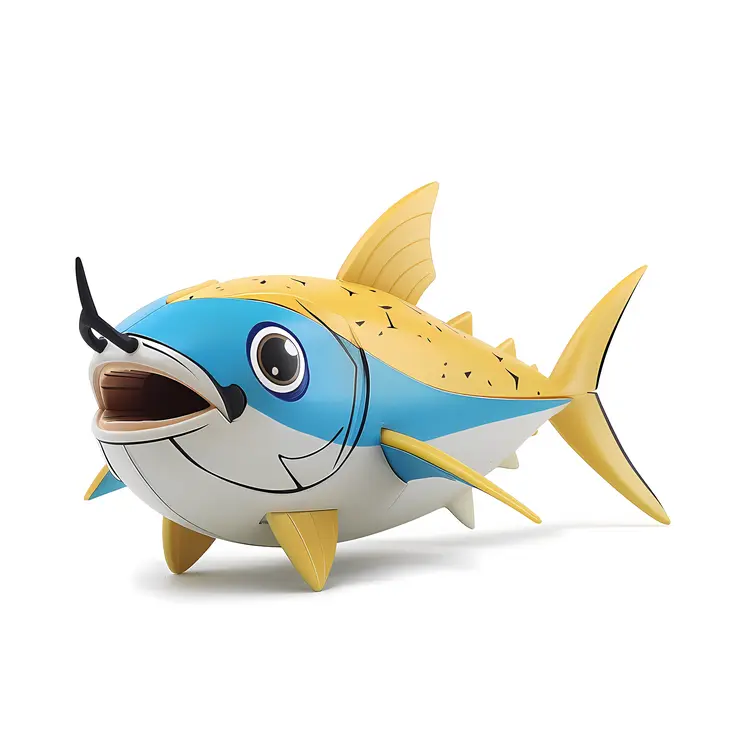 Blue and Yellow Cartoon Fish