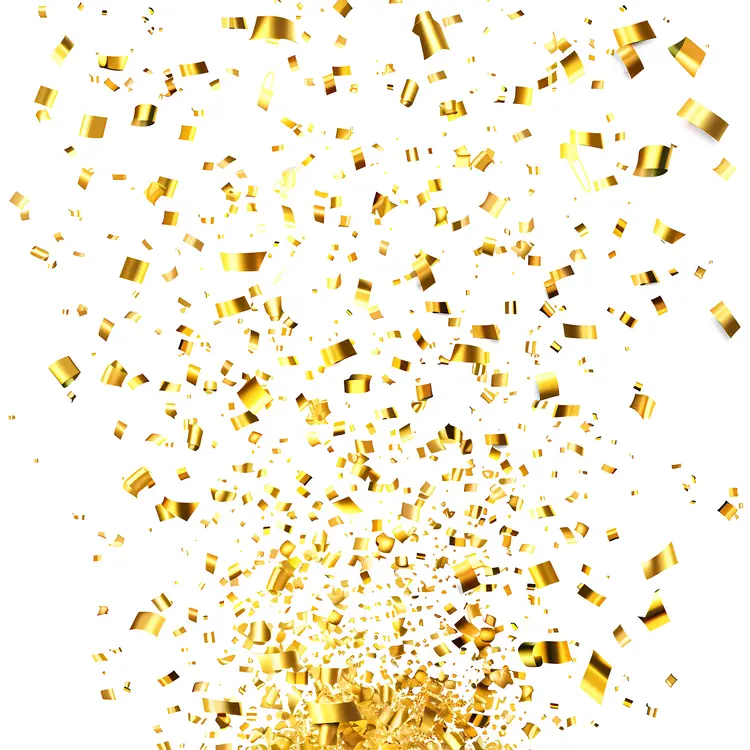 Gold Ribbon Confetti Background