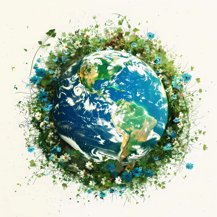 Earth Surrounded by Flowers